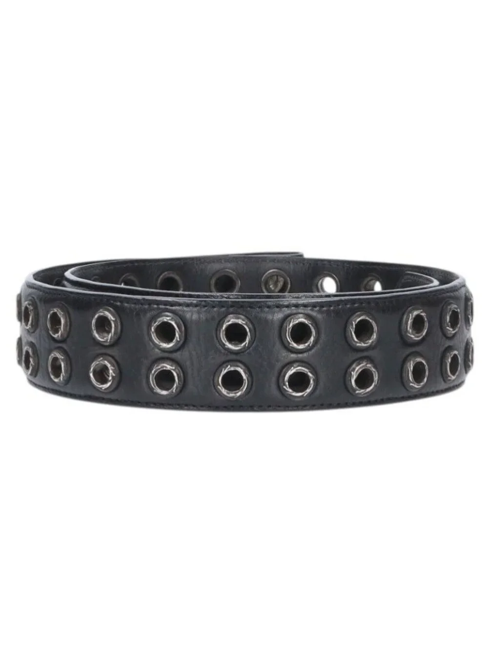 Chrome Hearts Strap Dbl Grommet Double Leather Black